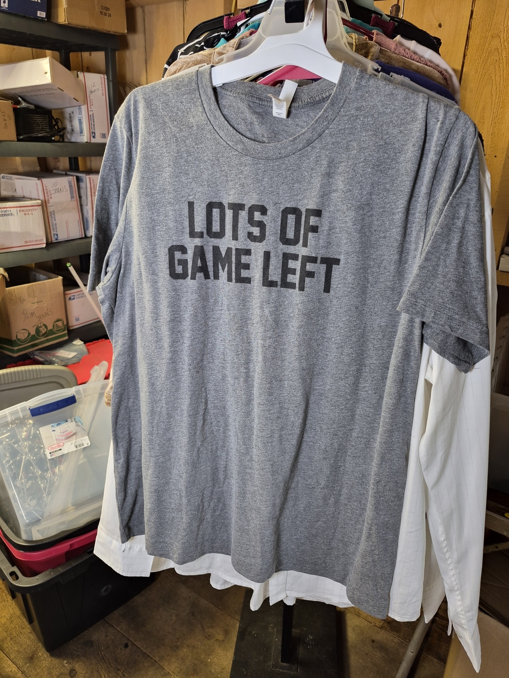 Bella Canvas Gray 'Lots of Game Left' Short Sleeve Tee Bin 56